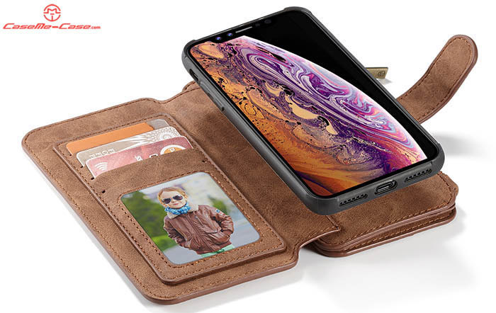 CaseMe iPhone XR Zipper Wallet Magnetic Detachable 2 in 1 Folio Flip Case