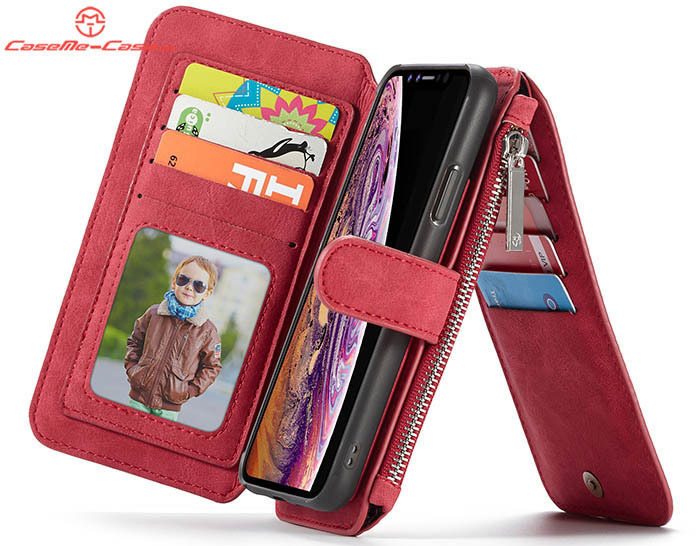 CaseMe iPhone XR Zipper Wallet Magnetic Detachable 2 in 1 Folio Flip Case