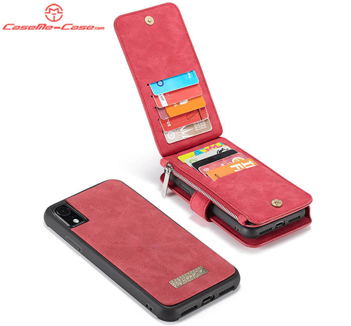 CaseMe iPhone XR Zipper Wallet Magnetic Detachable 2 in 1 Folio Flip Case