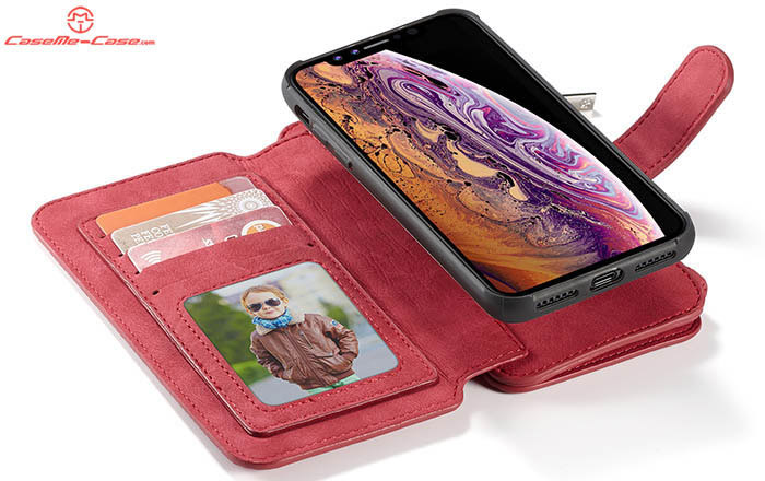 CaseMe iPhone XR Zipper Wallet Magnetic Detachable 2 in 1 Folio Flip Case