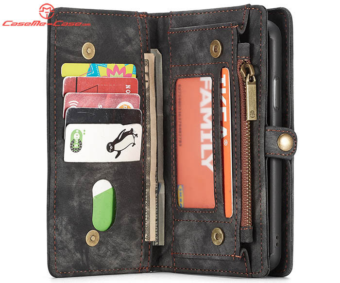 CaseMe iPhone XR Zipper Wallet Magnetic Detachable 2 in 1 Folio Case