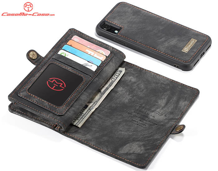 CaseMe iPhone XR Zipper Wallet Magnetic Detachable 2 in 1 Folio Case