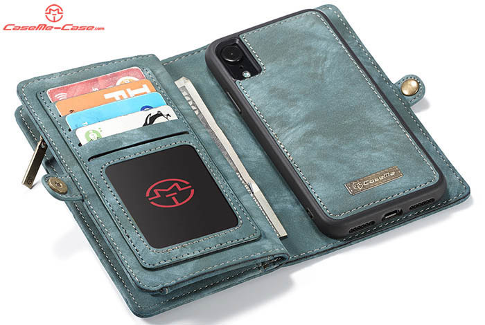 CaseMe iPhone XR Zipper Wallet Magnetic Detachable 2 in 1 Folio Case