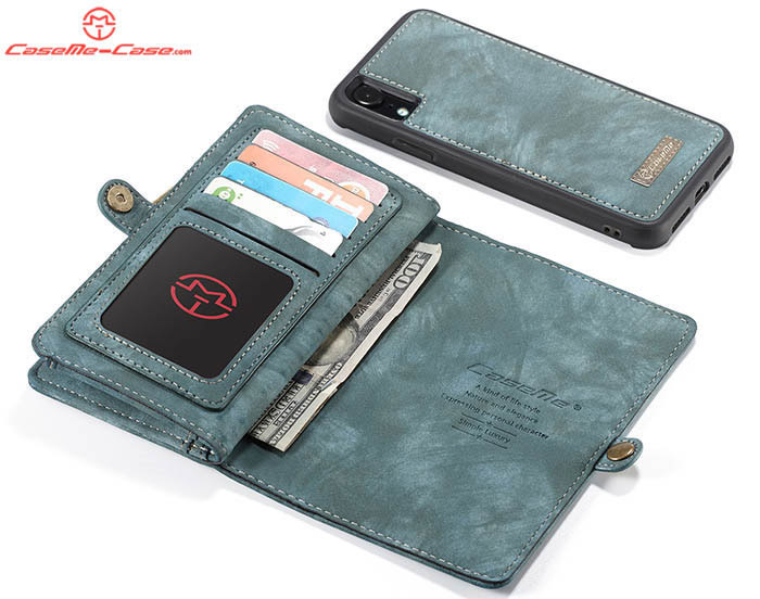 CaseMe iPhone XR Zipper Wallet Magnetic Detachable 2 in 1 Folio Case