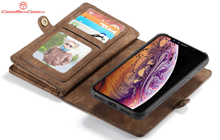 CaseMe iPhone XR Zipper Wallet Magnetic Detachable 2 in 1 Folio Case