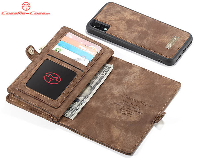 CaseMe iPhone XR Zipper Wallet Magnetic Detachable 2 in 1 Folio Case