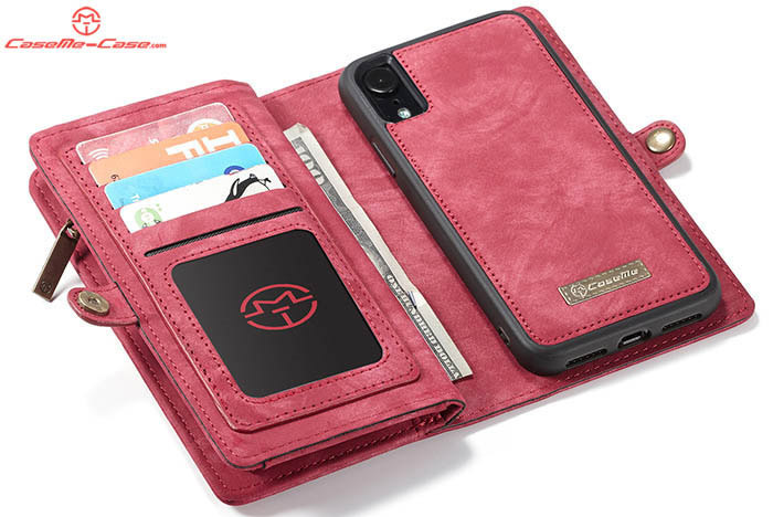 CaseMe iPhone XR Zipper Wallet Magnetic Detachable 2 in 1 Folio Case