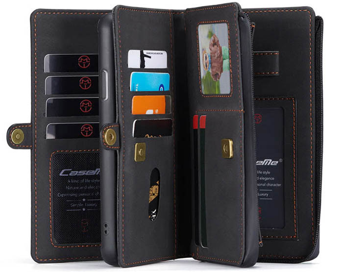 CaseMe iPhone XR Vintage Multi-Functional Zipper Wallet Magnetic Detachable 2 in 1 Folio Case