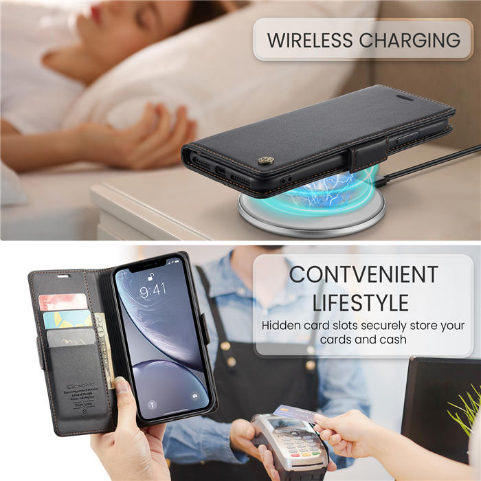 CaseMe iPhone XR Wallet RFID Blocking Magnetic Buckle Case