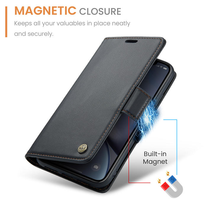 CaseMe iPhone XR Wallet RFID Blocking Magnetic Buckle Case