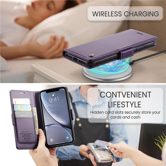 CaseMe iPhone XR Wallet RFID Blocking Magnetic Buckle Case