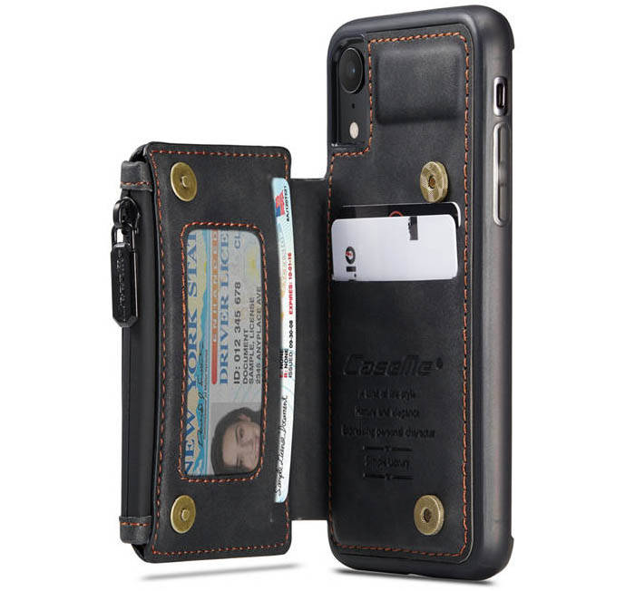 CaseMe iPhone XR Zipper Pocket Card Slots Case