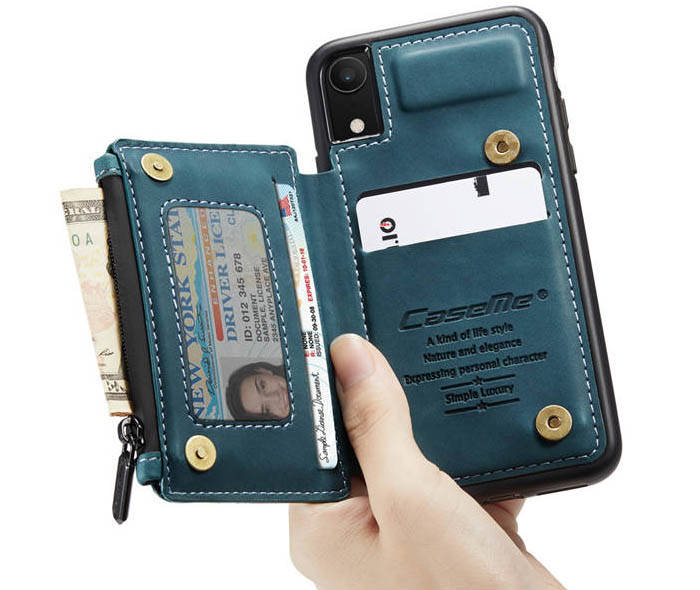 CaseMe iPhone XR Zipper Pocket Card Slots Case