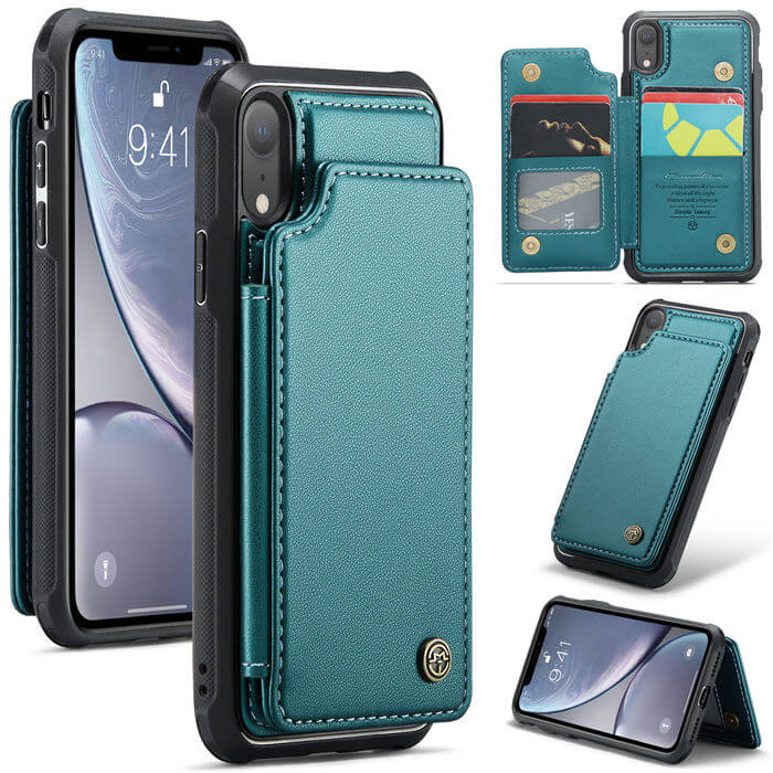 CaseMe iPhone XR RFID Blocking Card Holder Case Green