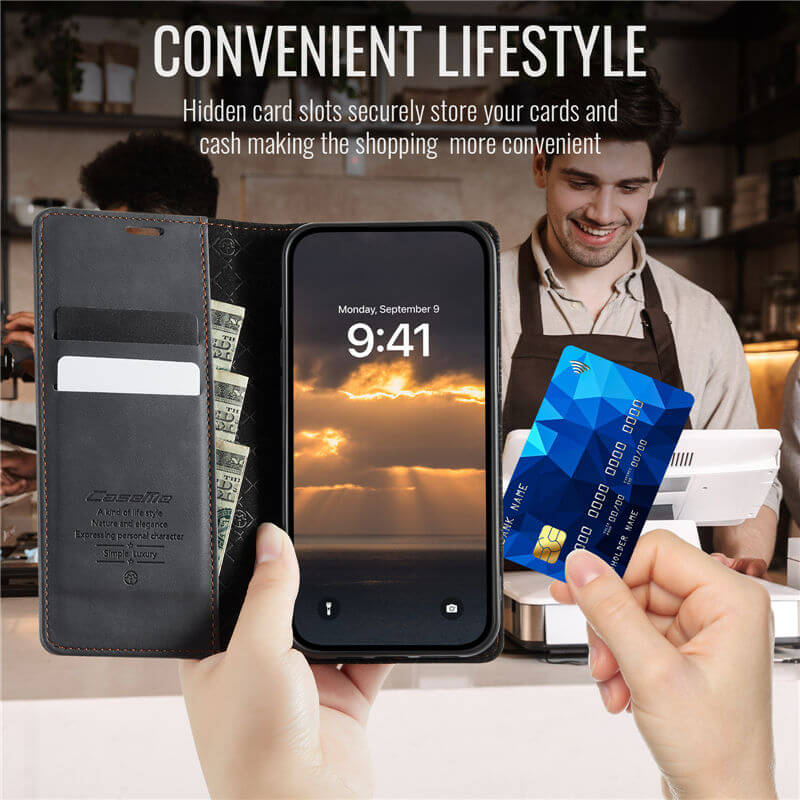 CaseMe iPhone XR Magnetic Wallet Case with RFID Blocking