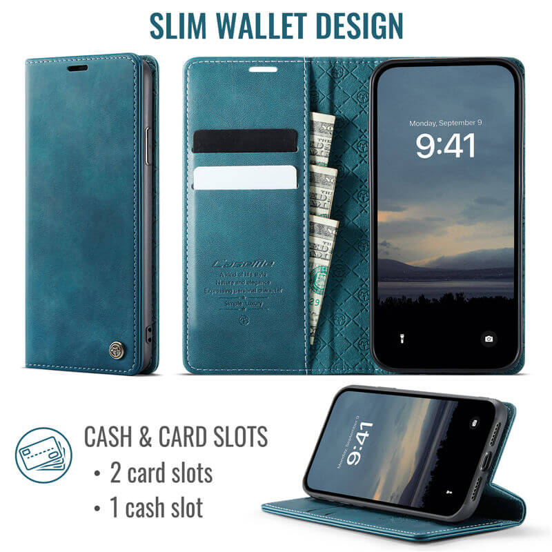 CaseMe iPhone XR Magnetic Wallet Case with RFID Blocking