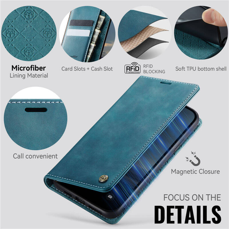 CaseMe iPhone XR Magnetic Wallet Case with RFID Blocking