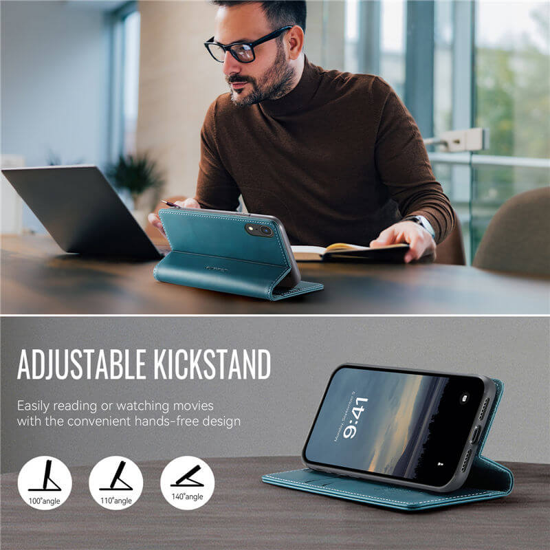 CaseMe iPhone XR Magnetic Wallet Case with RFID Blocking