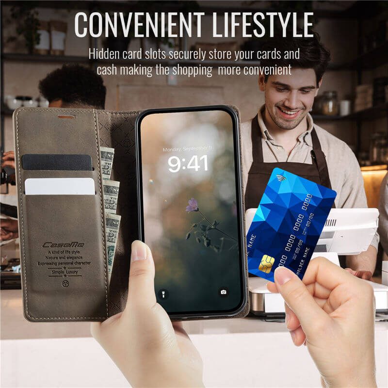 CaseMe iPhone XR Magnetic Wallet Case with RFID Blocking
