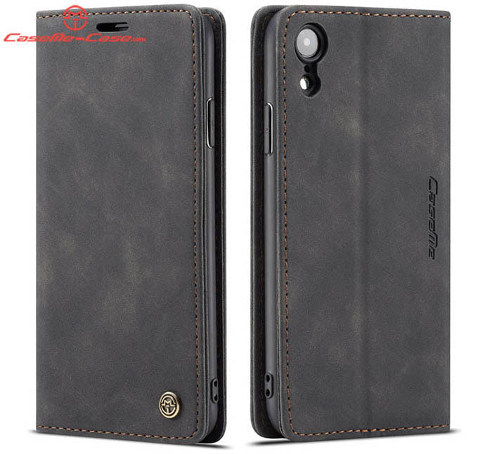 CaseMe iPhone XR Retro Wallet Kickstand Magnetic Flip Leather Case