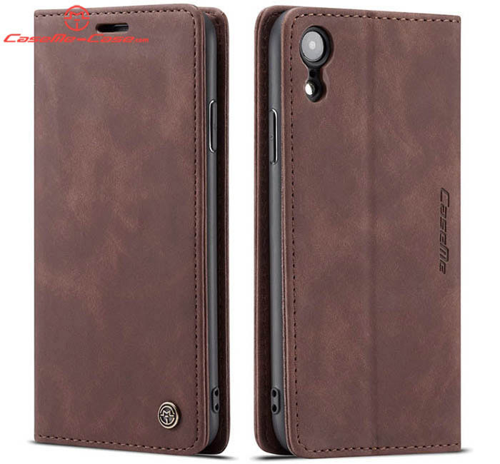 CaseMe iPhone XR Retro Wallet Kickstand Magnetic Flip Leather Case