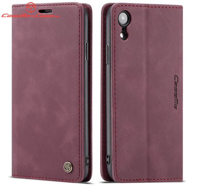 CaseMe iPhone XR Retro Wallet Kickstand Magnetic Flip Leather Case