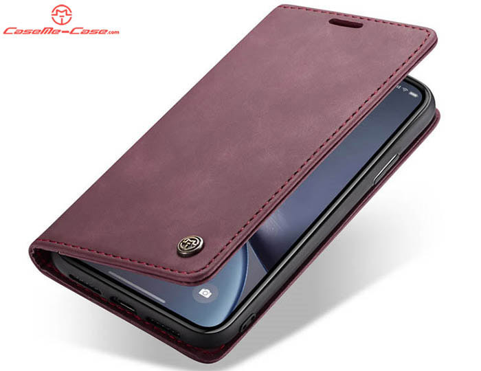 CaseMe iPhone XR Retro Wallet Kickstand Magnetic Flip Leather Case