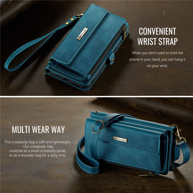 CaseMe iPhone XR Wallet Case – RFID Blocking, 9 Card Slots, Crossbody Strap & Wireless Charging