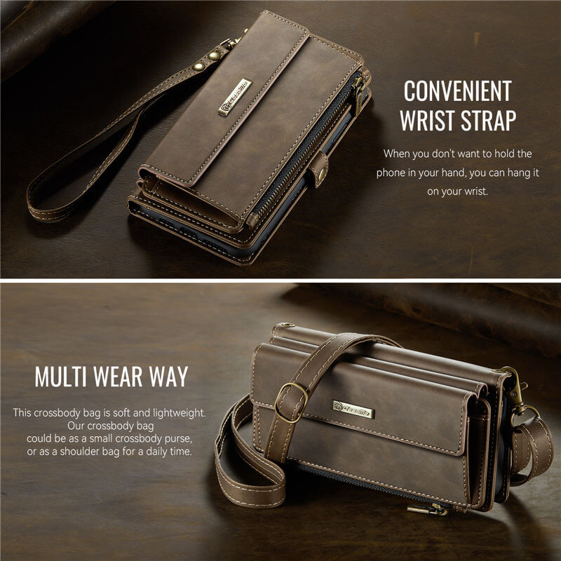 CaseMe iPhone XR Wallet Case – RFID Blocking, 9 Card Slots, Crossbody Strap & Wireless Charging