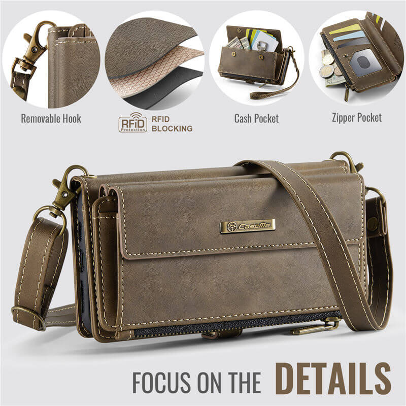 CaseMe iPhone XR Wallet Case – RFID Blocking, 9 Card Slots, Crossbody Strap & Wireless Charging