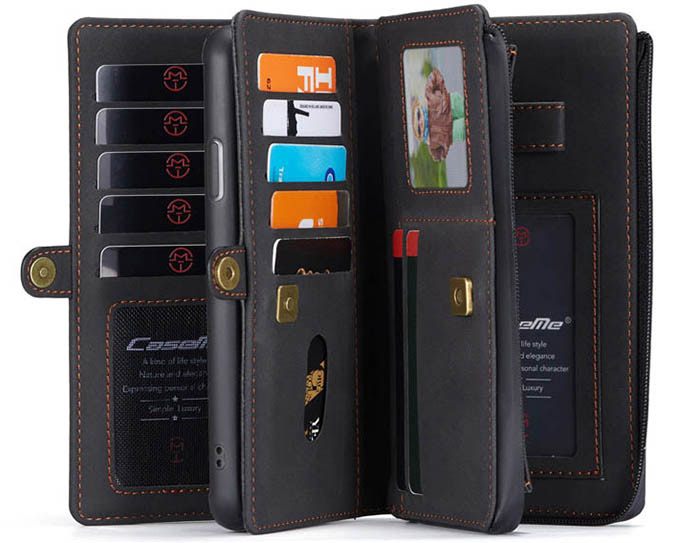 CaseMe iPhone XS Max Vintage Multi-Functional Zipper Wallet Magnetic Detachable 2 in 1 Folio Case