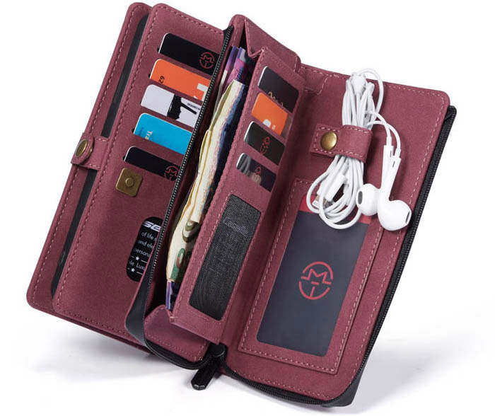 CaseMe iPhone XS Max Vintage Multi-Functional Zipper Wallet Magnetic Detachable 2 in 1 Folio Case