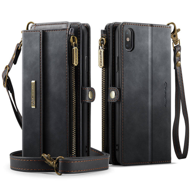 CaseMe iPhone XS Max Wallet Case – RFID Blocking, 9 Card Slots, Crossbody Strap & Wireless Charging