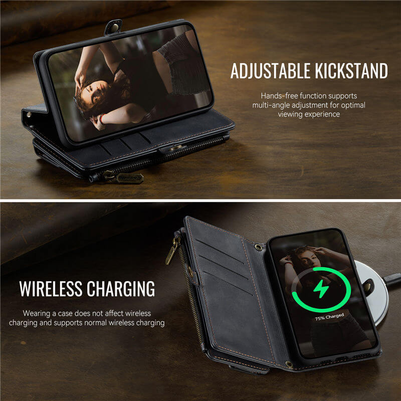 CaseMe iPhone XS Max Wallet Case – RFID Blocking, 9 Card Slots, Crossbody Strap & Wireless Charging