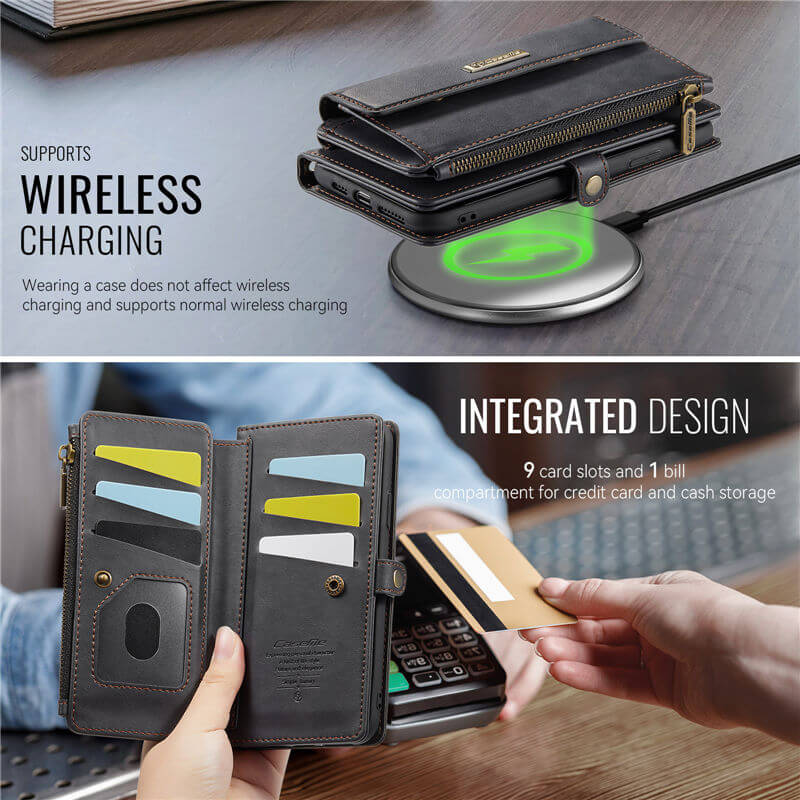 CaseMe iPhone XS Max Wallet Case – RFID Blocking, 9 Card Slots, Crossbody Strap & Wireless Charging
