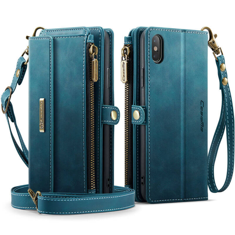 CaseMe iPhone XS Max Wallet Case – RFID Blocking, 9 Card Slots, Crossbody Strap & Wireless Charging