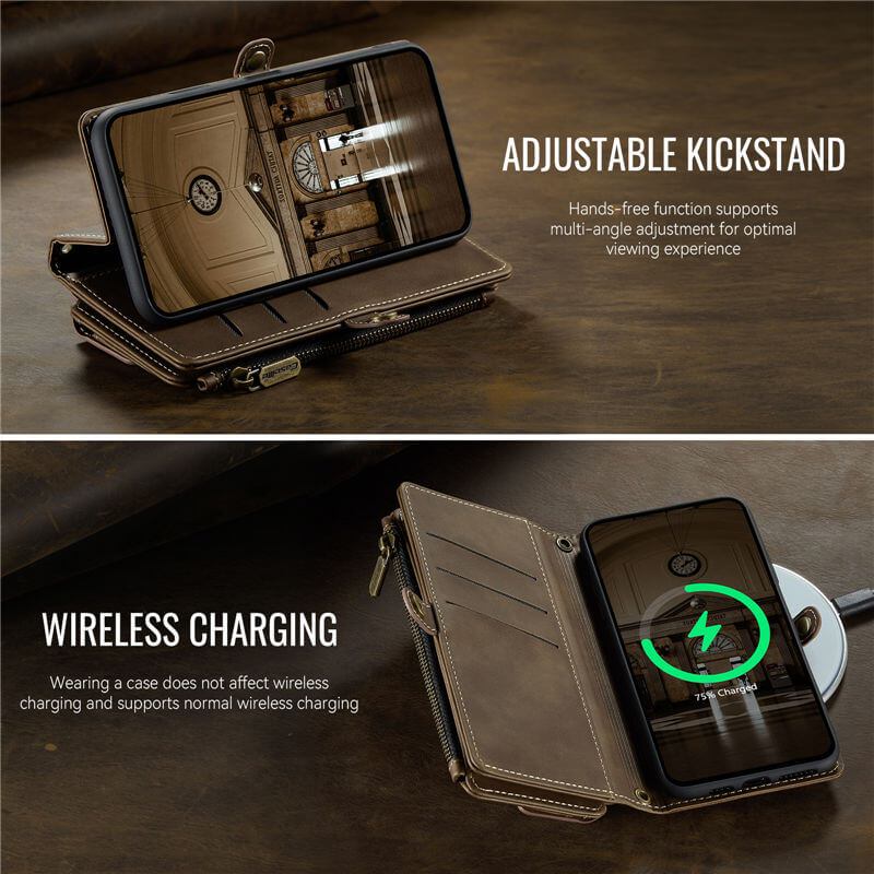 CaseMe iPhone X/XS Wallet Case – RFID Blocking, 9 Card Slots, Crossbody Strap & Wireless Charging