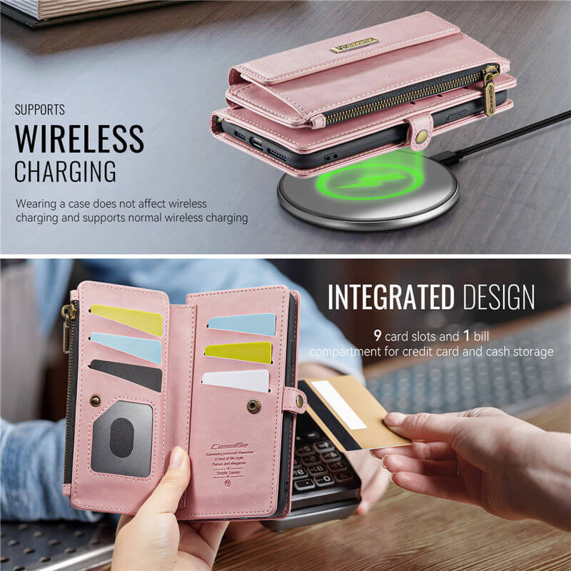 CaseMe iPhone XS Max Wallet Case – RFID Blocking, 9 Card Slots, Crossbody Strap & Wireless Charging