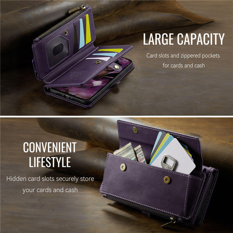 CaseMe iPhone X/XS Wallet Case – RFID Blocking, 9 Card Slots, Crossbody Strap & Wireless Charging