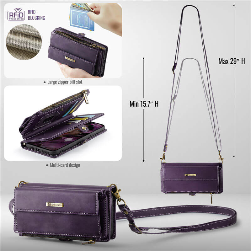 CaseMe iPhone X/XS Wallet Case – RFID Blocking, 9 Card Slots, Crossbody Strap & Wireless Charging