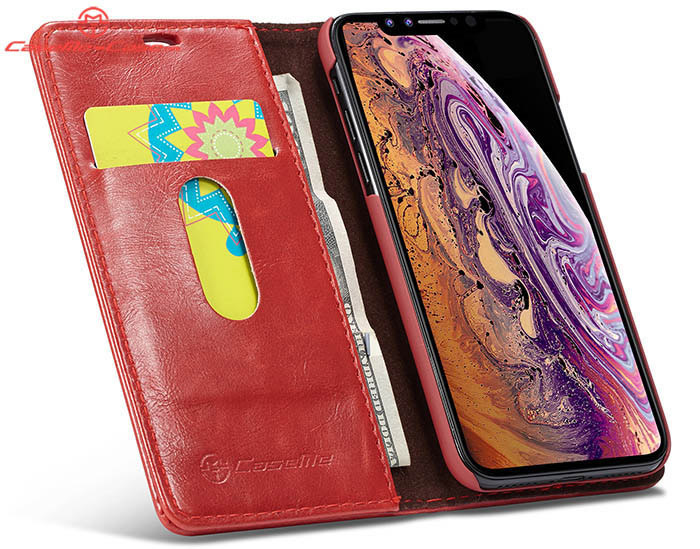 CaseMe iPhone XS Wallet Magnetic Flip Stand Leather Case
