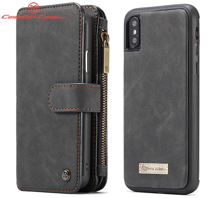 CaseMe iPhone Xs Max Zipper Wallet Magnetic Detachable 2 in 1 Folio Flip Case