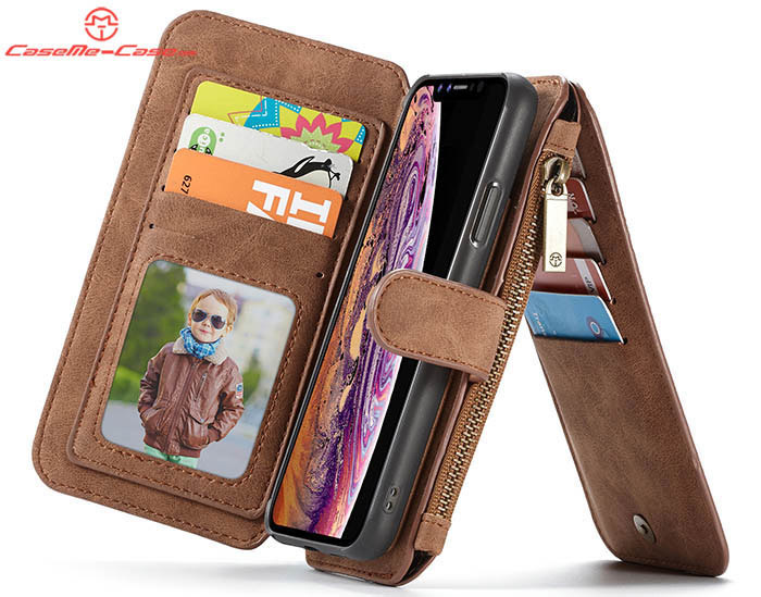 CaseMe iPhone Xs Max Zipper Wallet Magnetic Detachable 2 in 1 Folio Flip Case