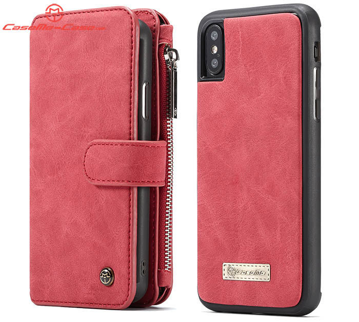 CaseMe iPhone Xs Max Zipper Wallet Magnetic Detachable 2 in 1 Folio Flip Case