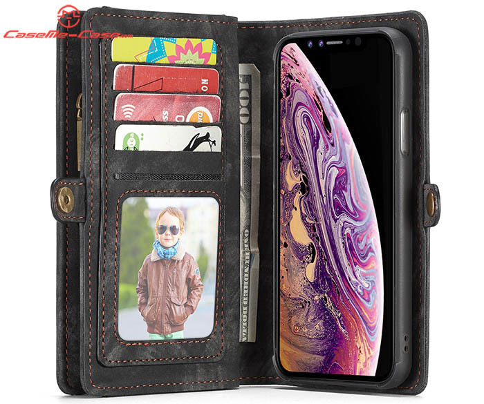 CaseMe iPhone XS Zipper Wallet Magnetic Detachable 2 in 1 Folio Case