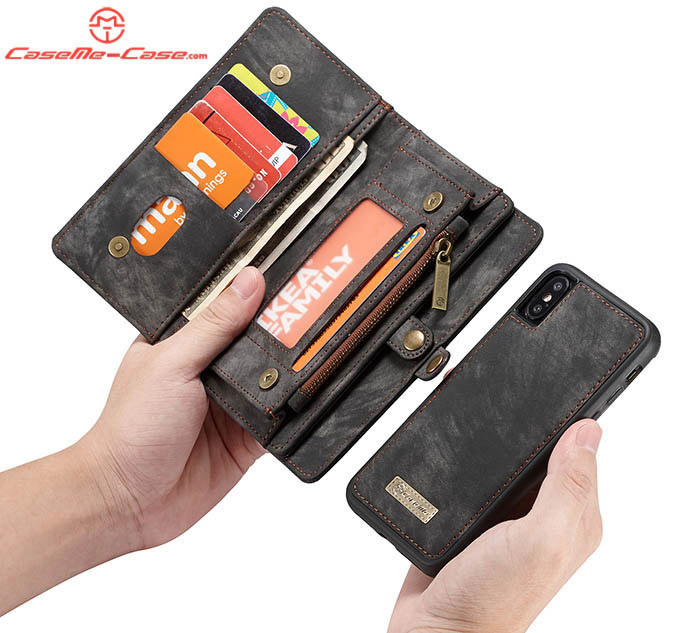 CaseMe iPhone XS Max Zipper Wallet Magnetic Detachable 2 in 1 Folio Case