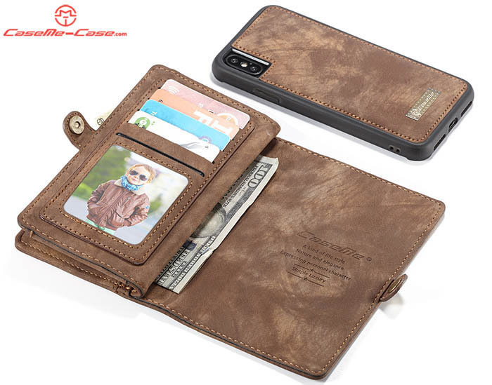 CaseMe iPhone XS Max Zipper Wallet Magnetic Detachable 2 in 1 Folio Case