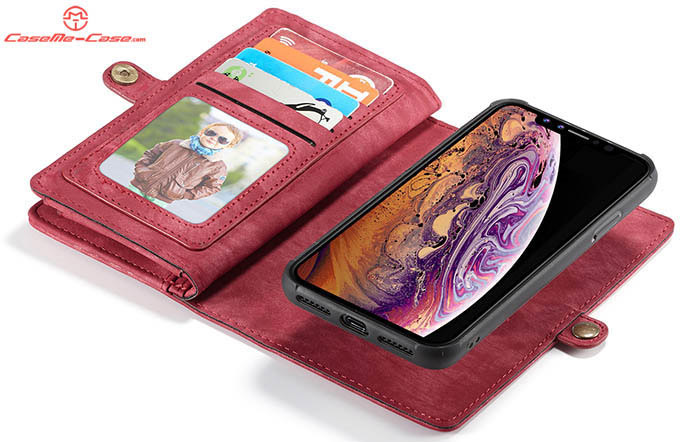 CaseMe iPhone XS Max Zipper Wallet Magnetic Detachable 2 in 1 Folio Case