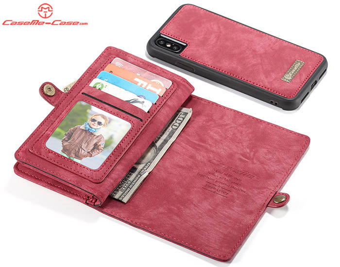 CaseMe iPhone XS Zipper Wallet Magnetic Detachable 2 in 1 Folio Case