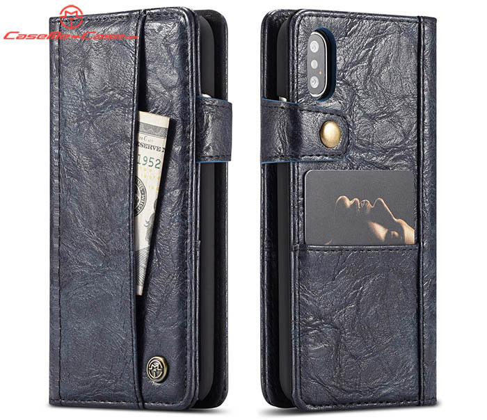 CaseMe iPhone Xs Retro Card Slots Wallet Leather Case